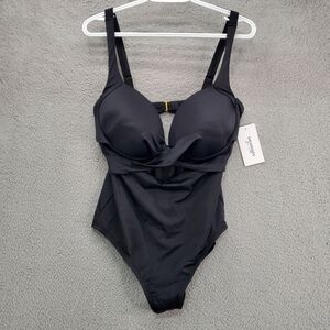 Swimsuits for All Cut Out Underwire One Piece Swimsuit Size 16 Black NWT